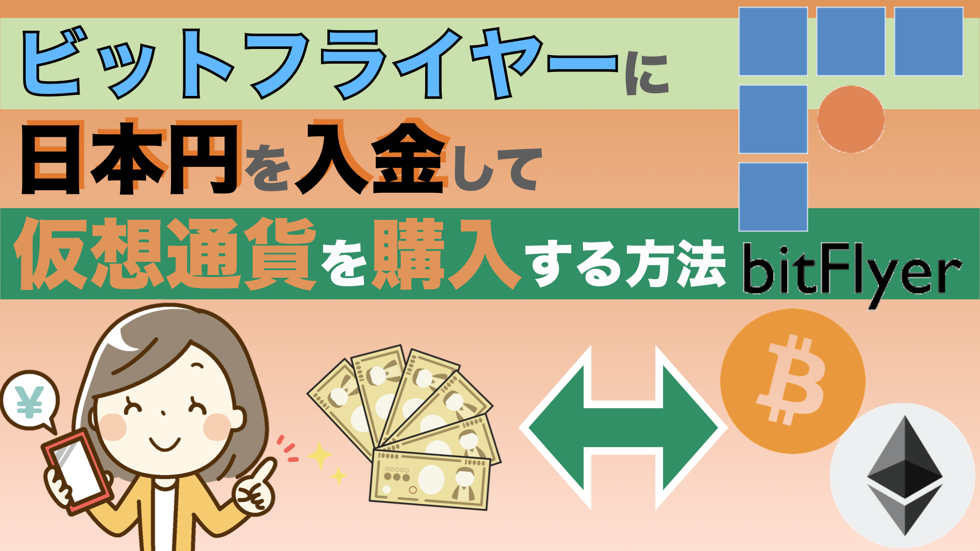 bitFlyerに日本円を入金して仮想通貨を購入する方法のサムネイル画像
